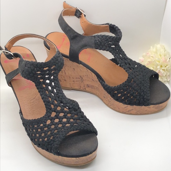 Jelly Pop “Mosaic” Black Wedges - Picture 3 of 16